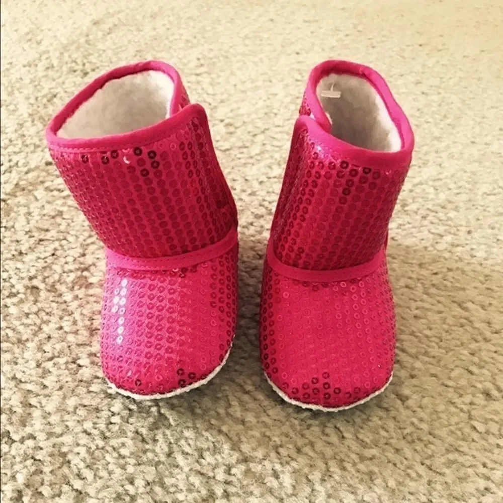 Pink Sequined Boots Size 2